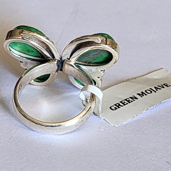 Chic Green Mojave Sterling Silver Butterfly Ring Size 6 Cowgirl Southwest Artist - Picture 6 of 7